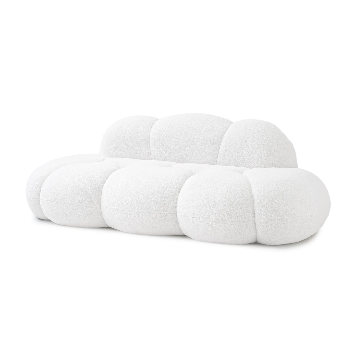 LussoVero Nordic Sofa Set Vacuum Compressed Floor Lounge Couch Beige Lamb Boucle Fabric Cloud Shape Sofa