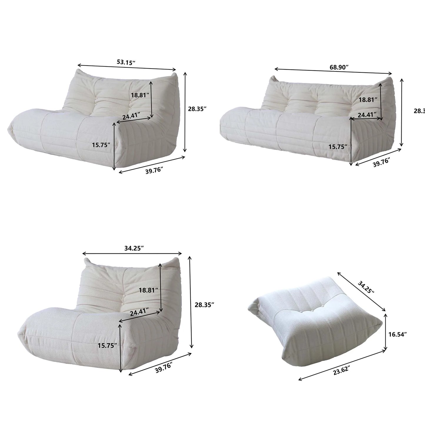 LussoVero Yellow Living Room Sofa Vacuum Compressed Couch Teddy Boucle Floor Lazy Chair Sofa Set