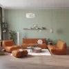 LussoVero Yellow Living Room Sofa Vacuum Compressed Couch Teddy Boucle Floor Lazy Chair Sofa Set